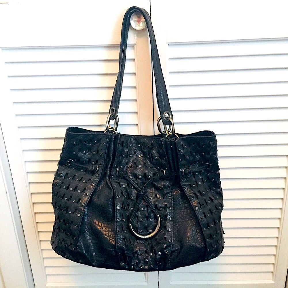 🖤Jessica Simpson Large Black Petal Shoulder Bag🖤